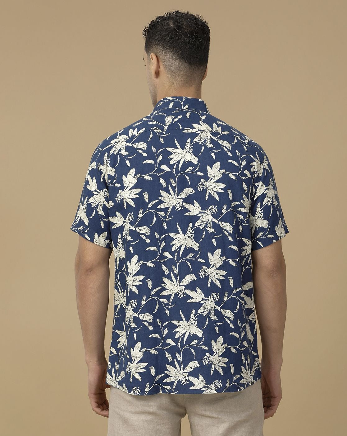 Glarry Botanical Floral Printed Premium Half Sleeve Casual Shirt for Men | Navy Blue Tropical Designer Shirt